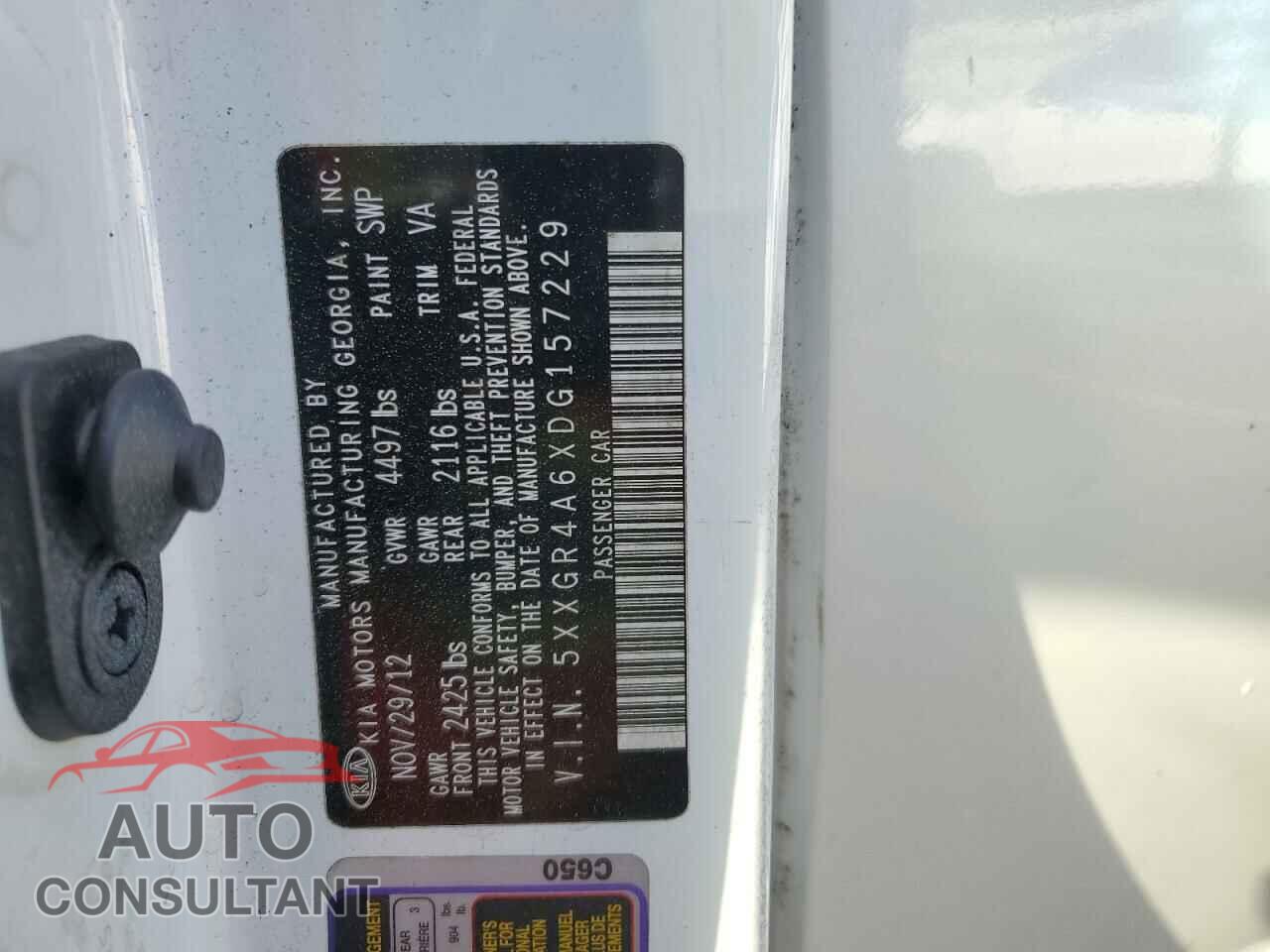 KIA OPTIMA 2013 - 5XXGR4A6XDG157229