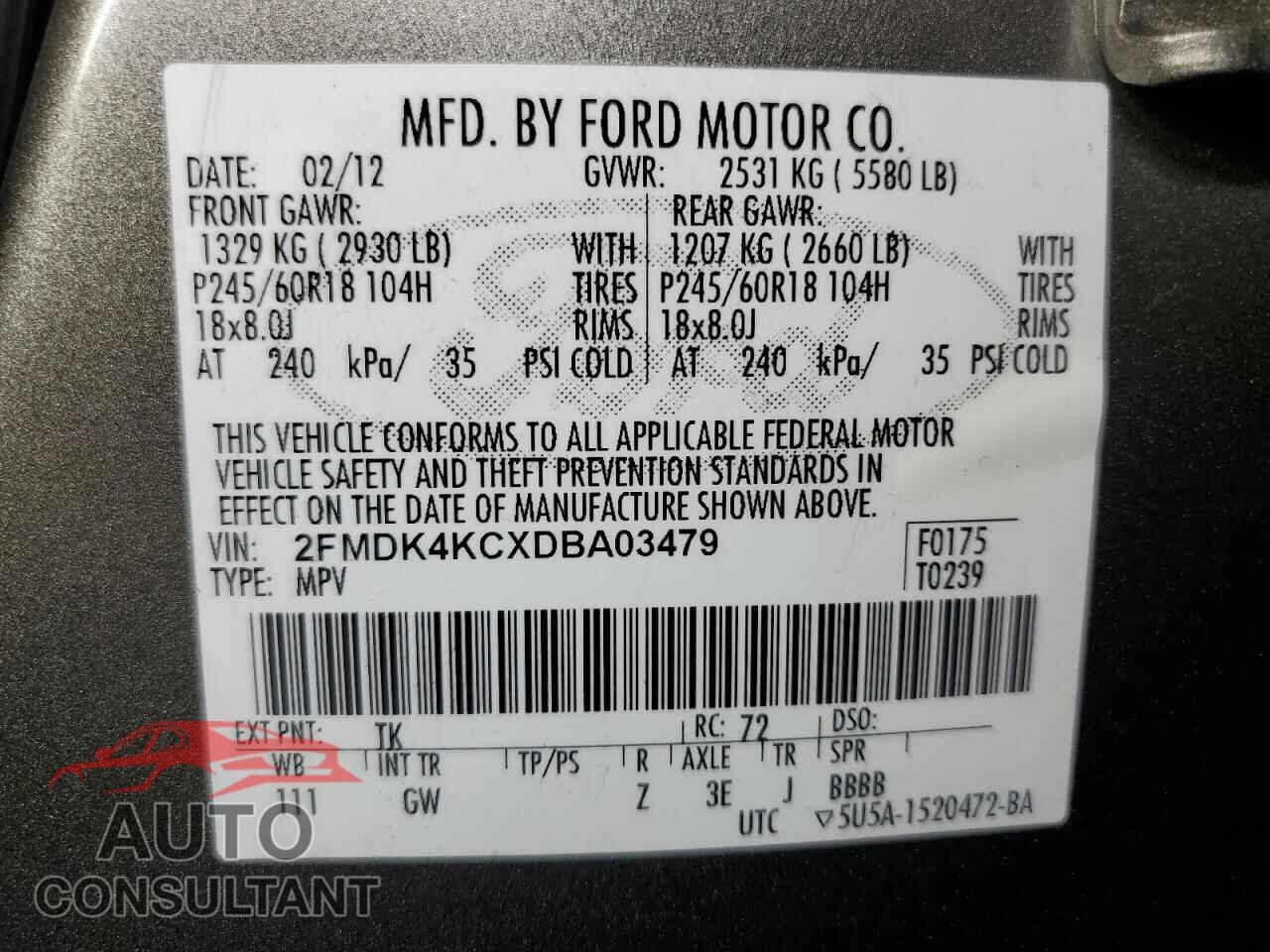 FORD EDGE 2013 - 2FMDK4KCXDBA03479