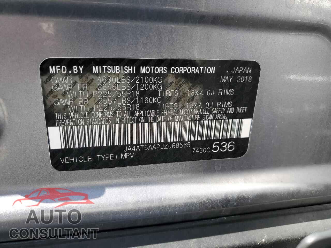 MITSUBISHI ECLIPSE 2018 - JA4AT5AA2JZ068565