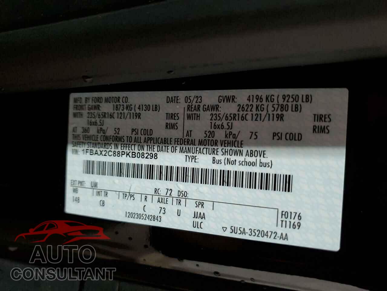 FORD TRANSIT 2023 - 1FBAX2C88PKB08298
