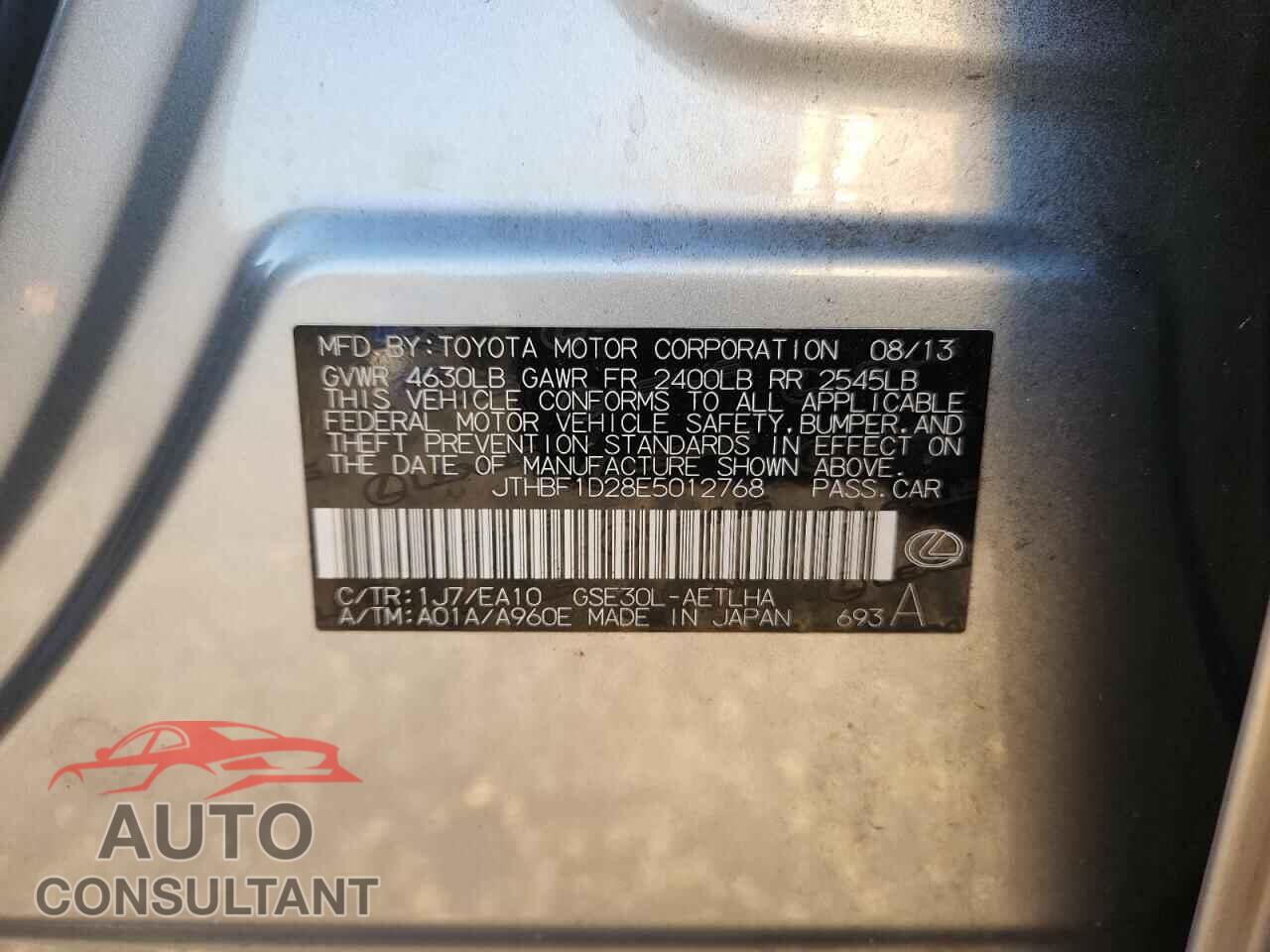 LEXUS IS 2014 - JTHBF1D28E5012768