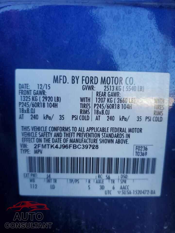 FORD EDGE 2015 - 2FMTK4J96FBC39728