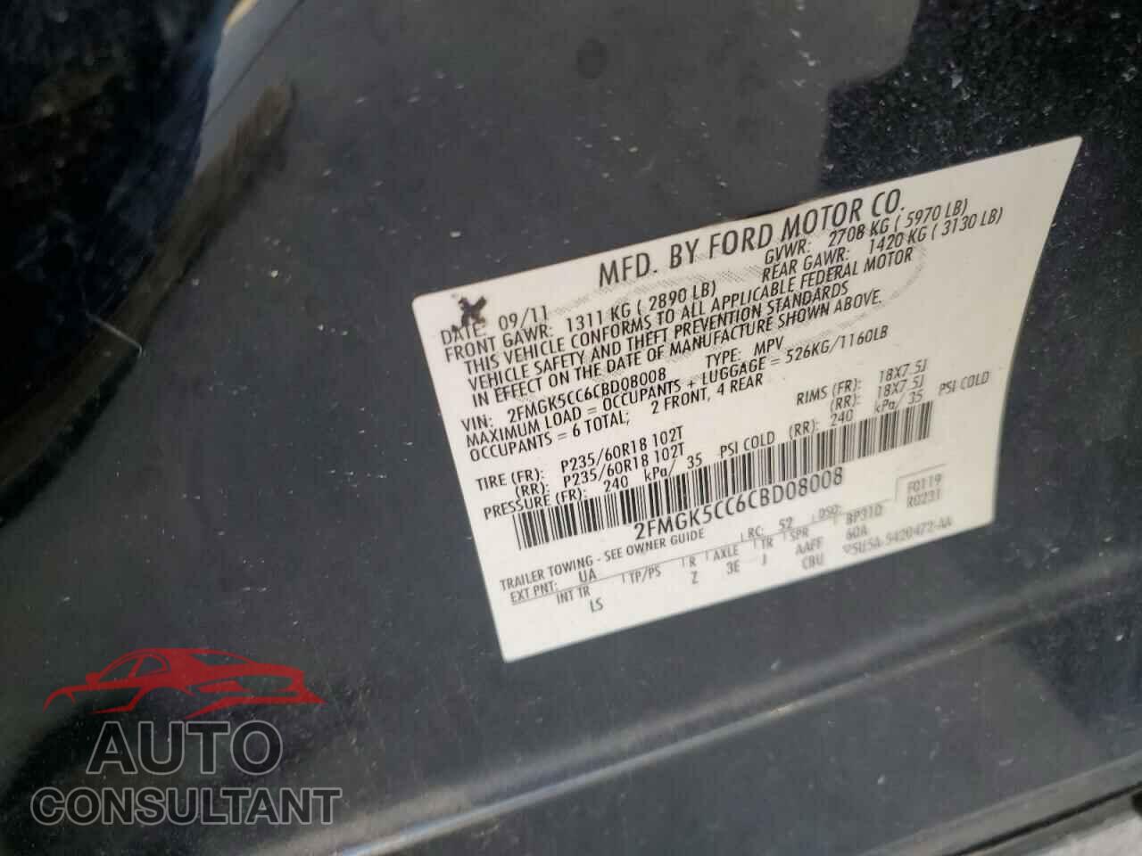 FORD FLEX 2012 - 2FMGK5CC6CBD08008
