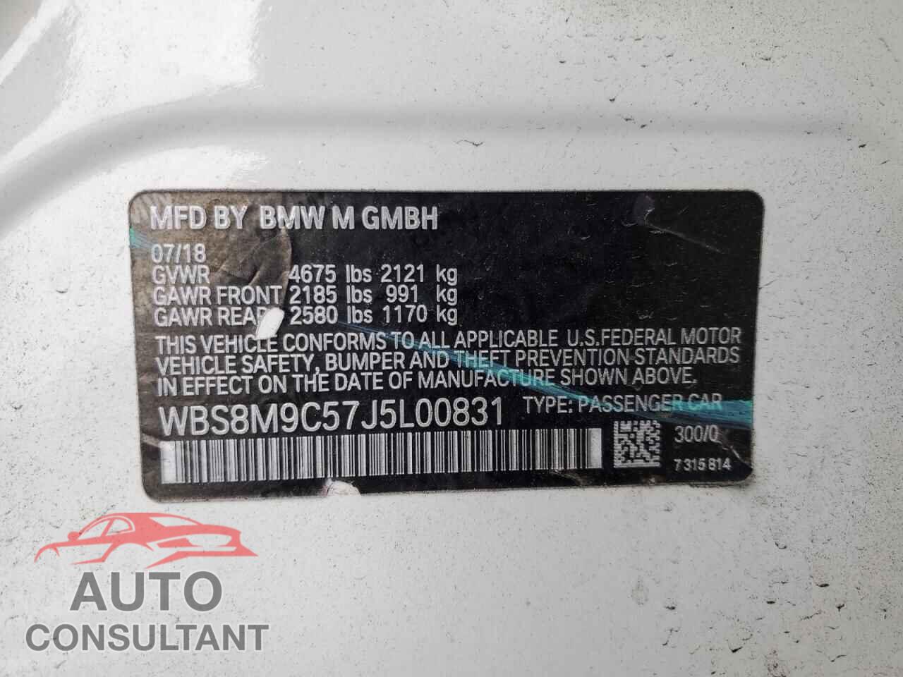 BMW M3 2018 - WBS8M9C57J5L00831
