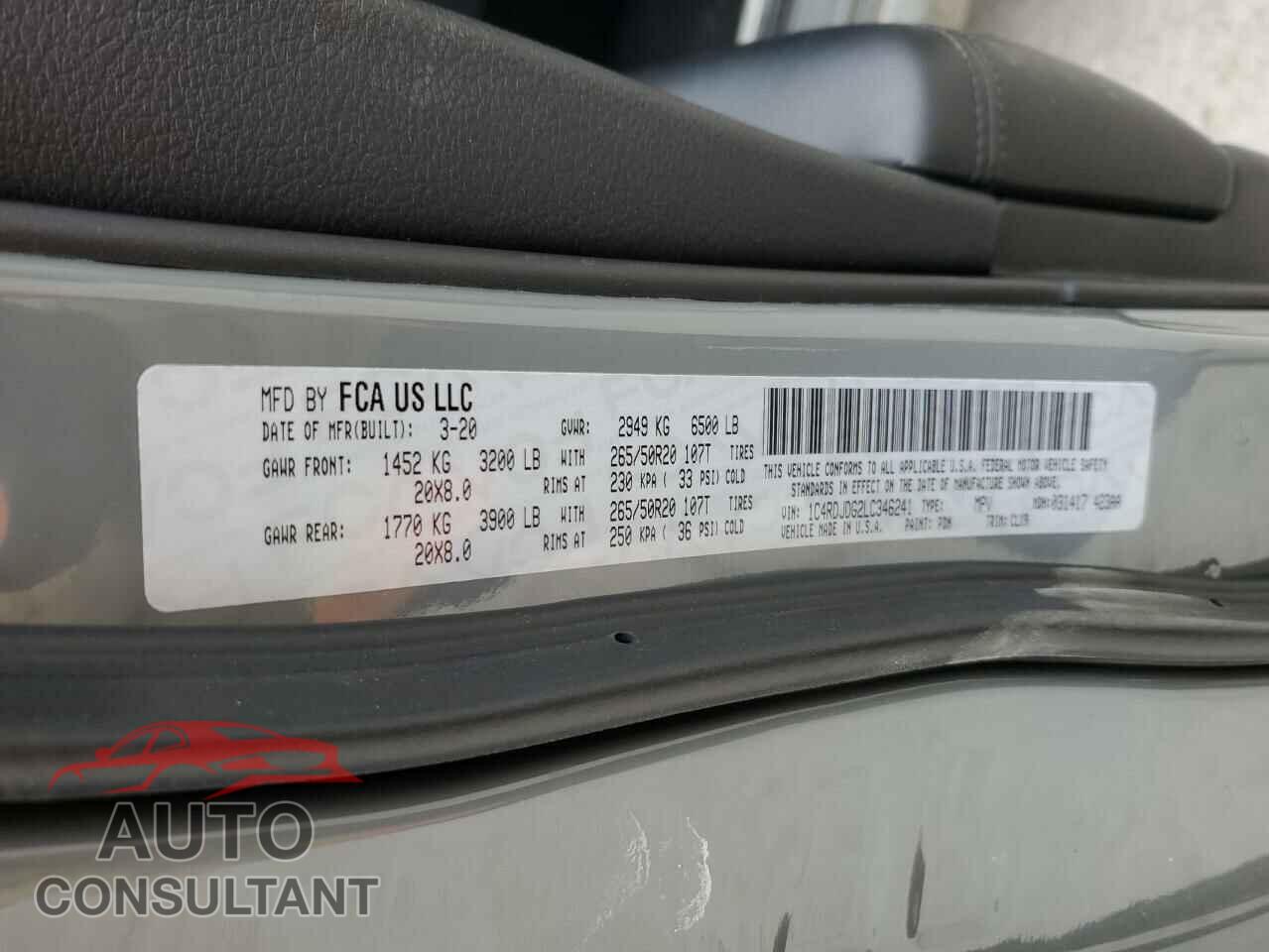 DODGE DURANGO 2020 - 1C4RDJDG2LC346241