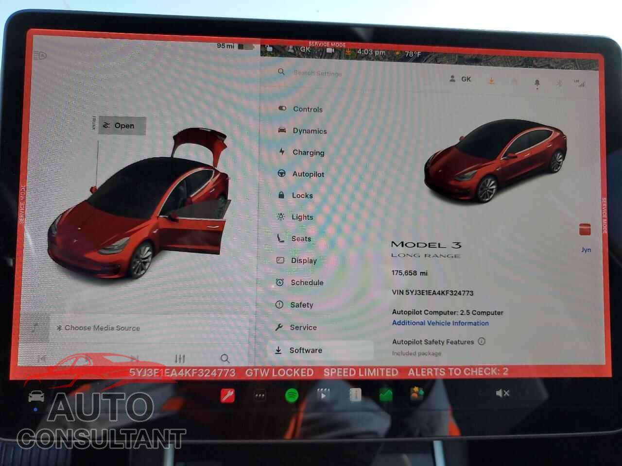 TESLA MODEL 3 2019 - 5YJ3E1EA4KF324773
