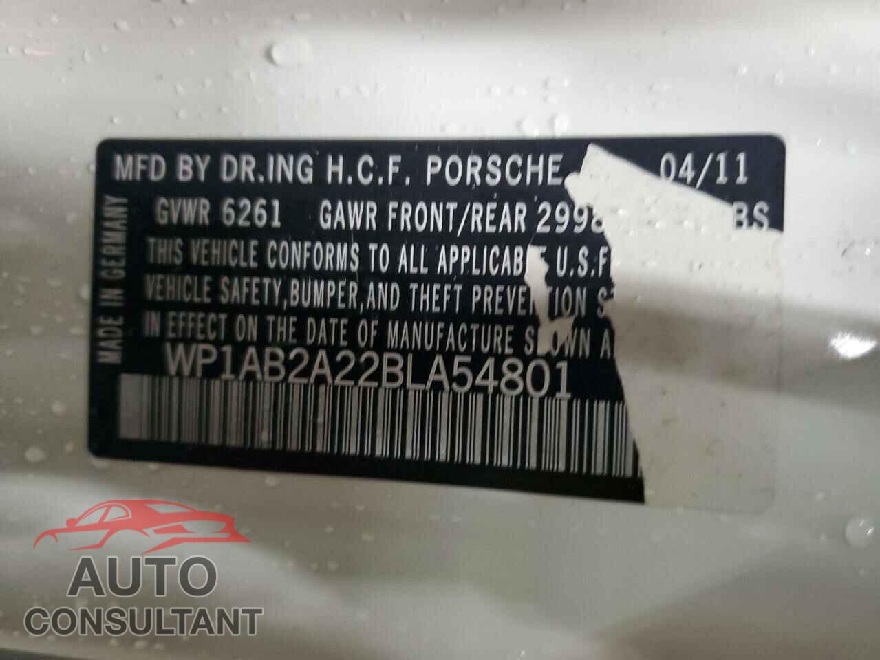PORSCHE CAYENNE 2011 - WP1AB2A22BLA54801