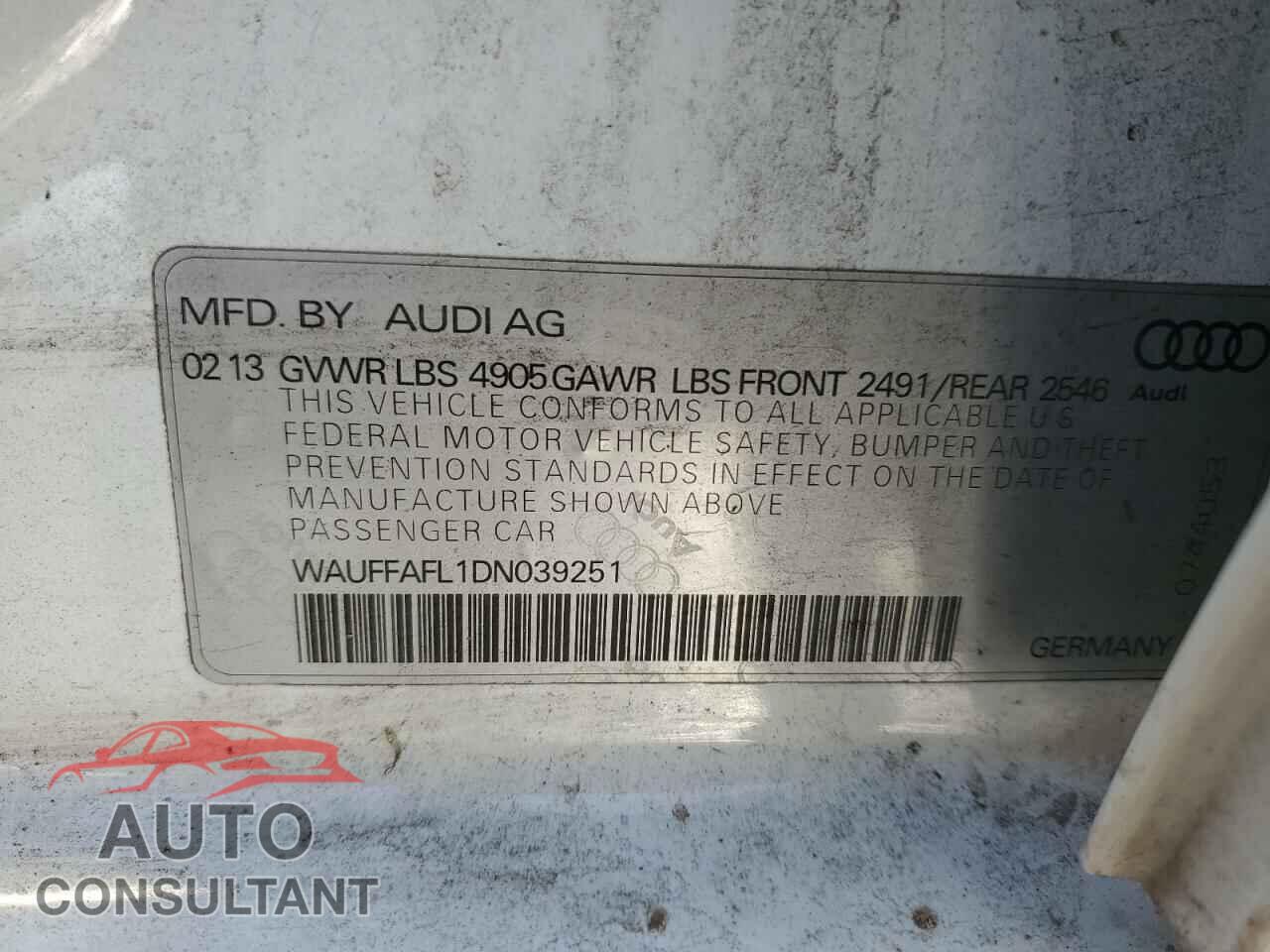AUDI A4 2013 - WAUFFAFL1DN039251