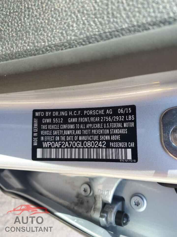 PORSCHE PANAMERA 2016 - WP0AF2A70GL080242