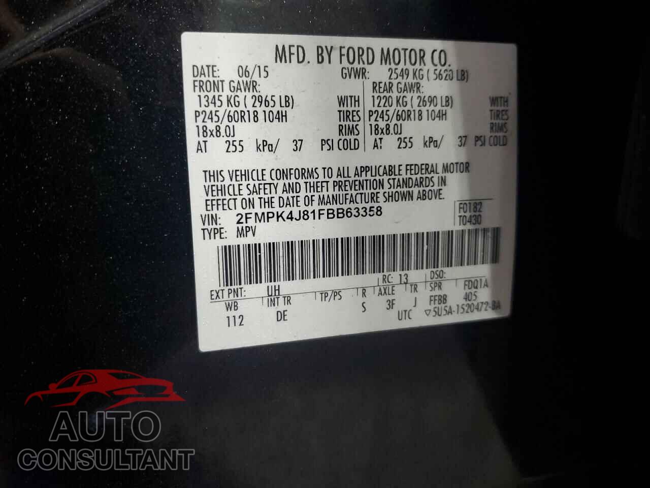 FORD EDGE 2015 - 2FMPK4J81FBB63358