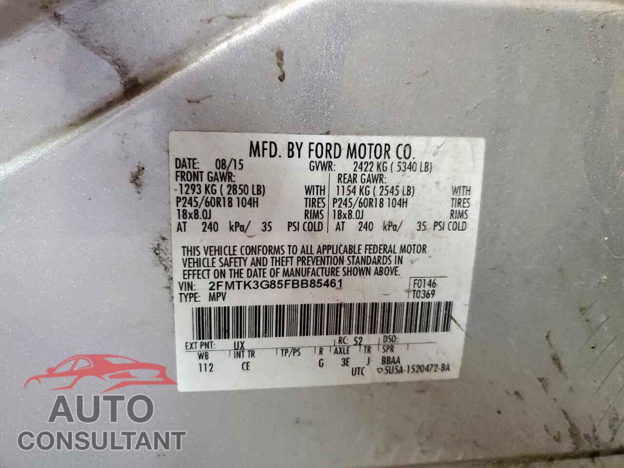 FORD EDGE 2015 - 2FMTK3G85FBB85461