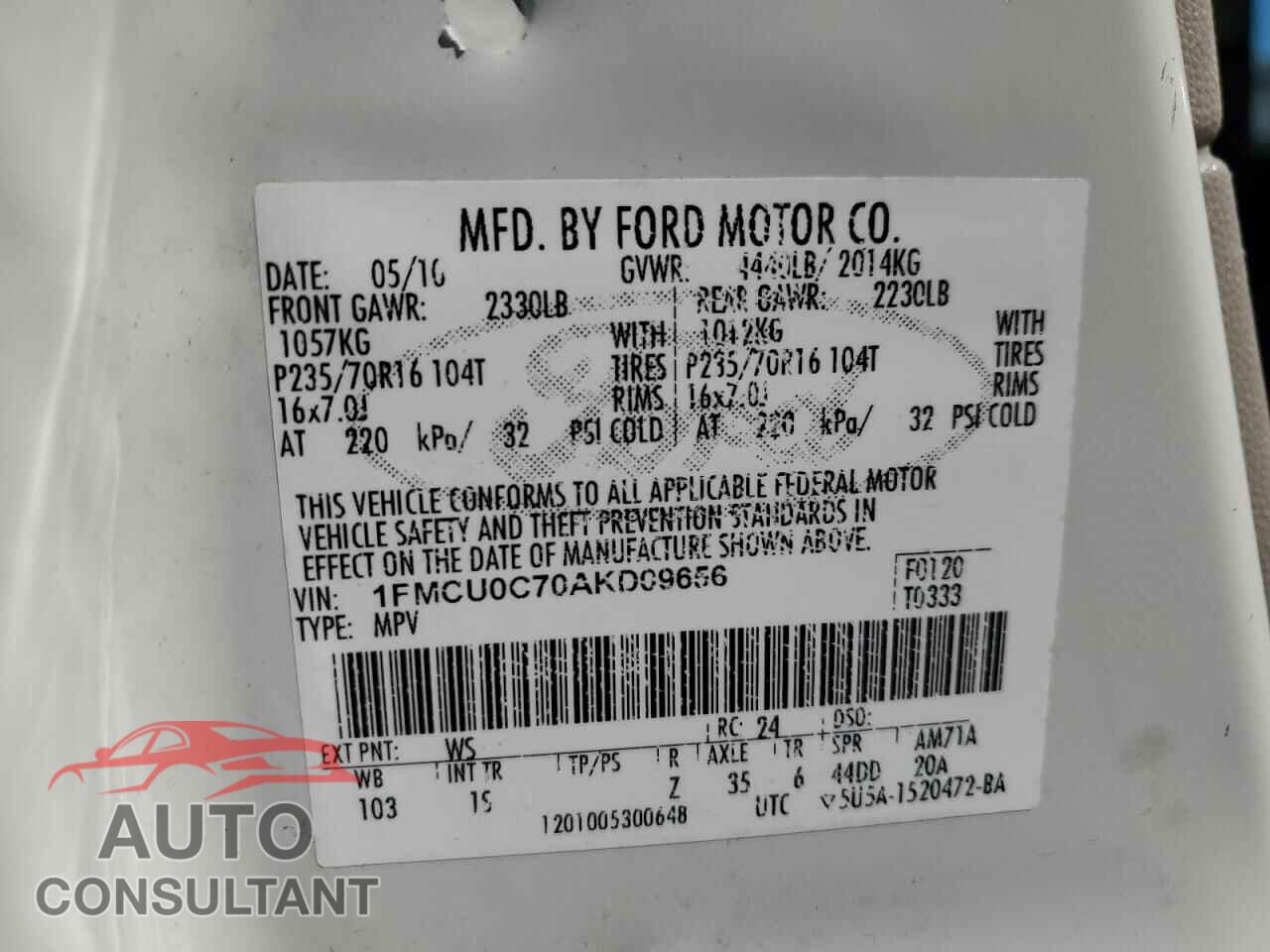 FORD ESCAPE 2010 - 1FMCU0C70AKD09656