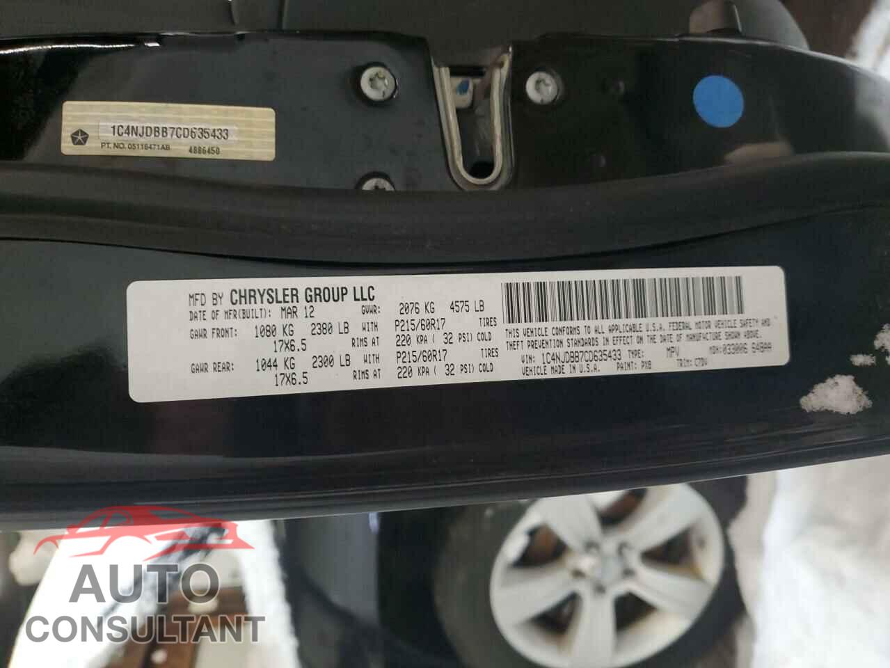 JEEP COMPASS 2012 - 1C4NJDBB7CD635433