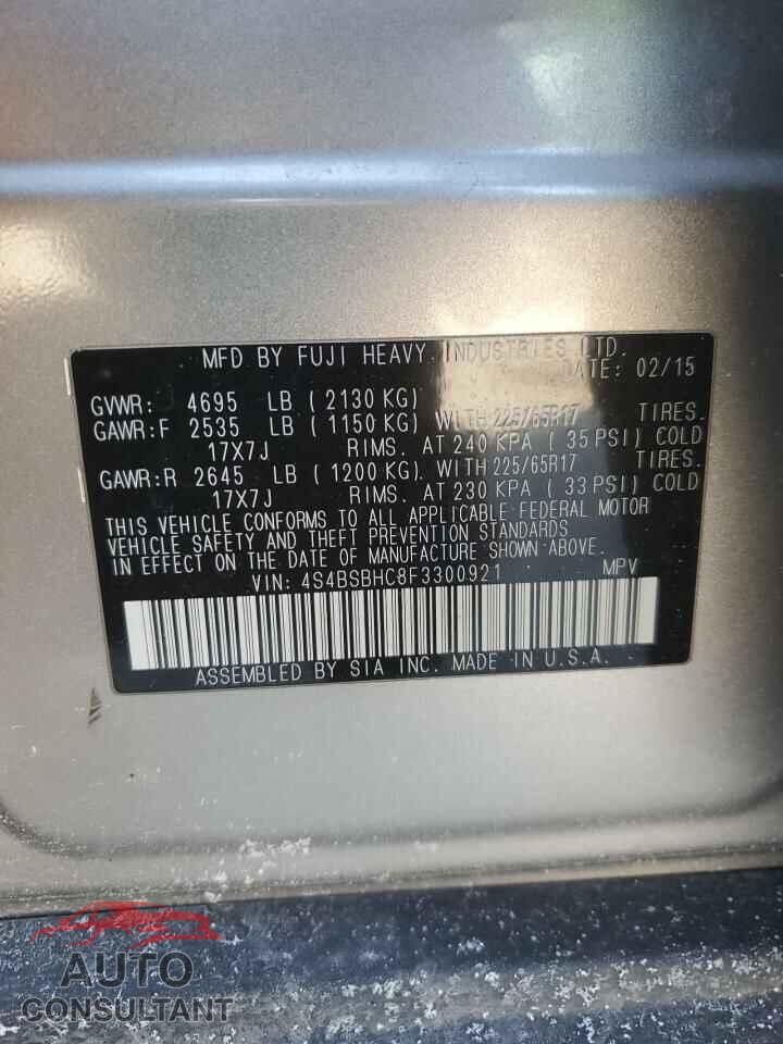 SUBARU OUTBACK 2015 - 4S4BSBHC8F3300921