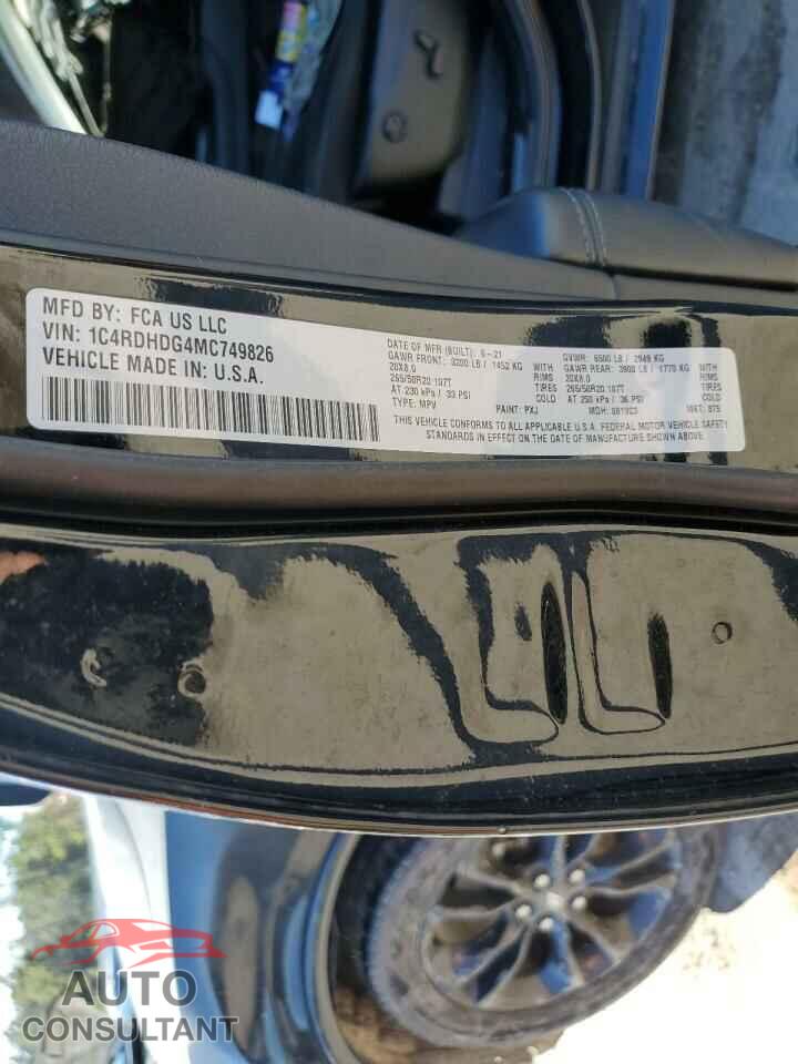 DODGE DURANGO 2021 - 1C4RDHDG4MC749826