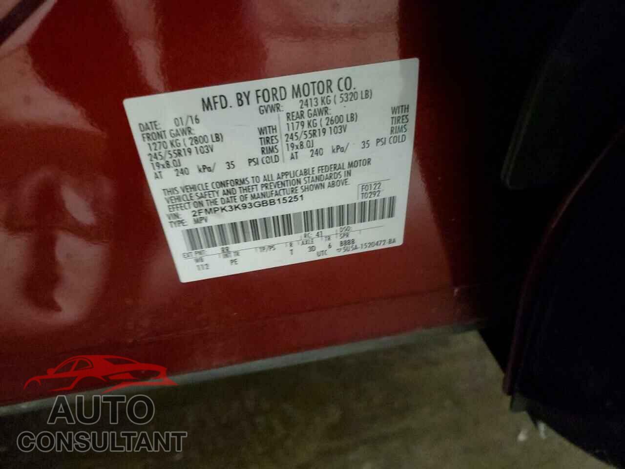 FORD EDGE 2016 - 2FMPK3K93GBB15251