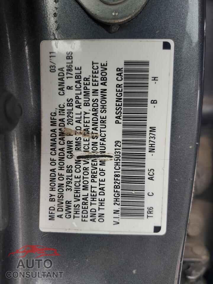 HONDA CIVIC 2012 - 2HGFB2F81CH503129