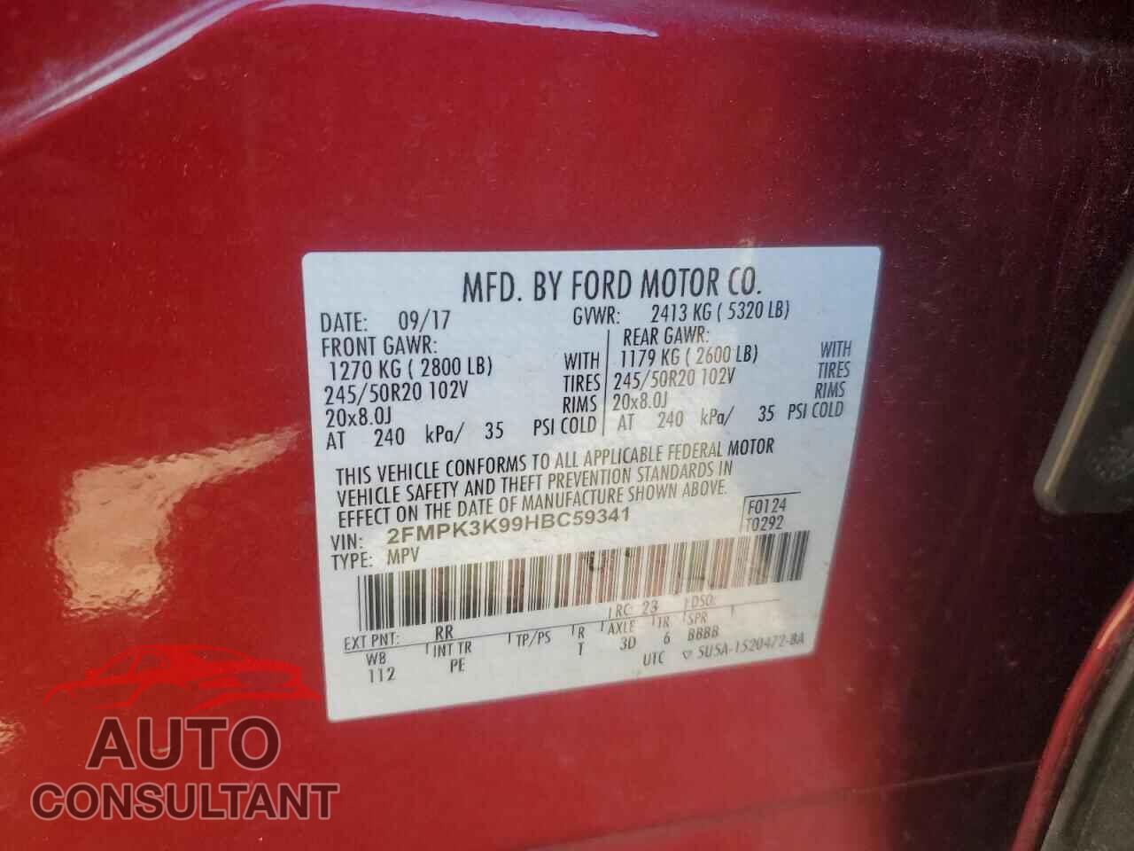 FORD EDGE 2017 - 2FMPK3K99HBC59341