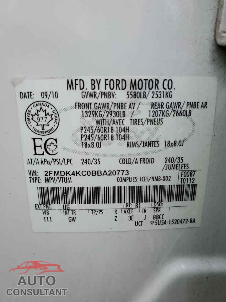 FORD EDGE 2011 - 2FMDK4KC0BBA20773