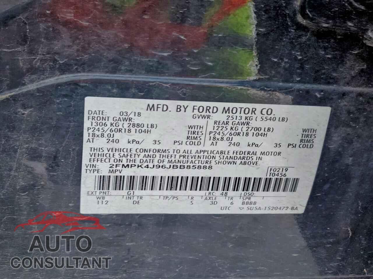 FORD EDGE 2018 - 2FMPK4J96JBB85888