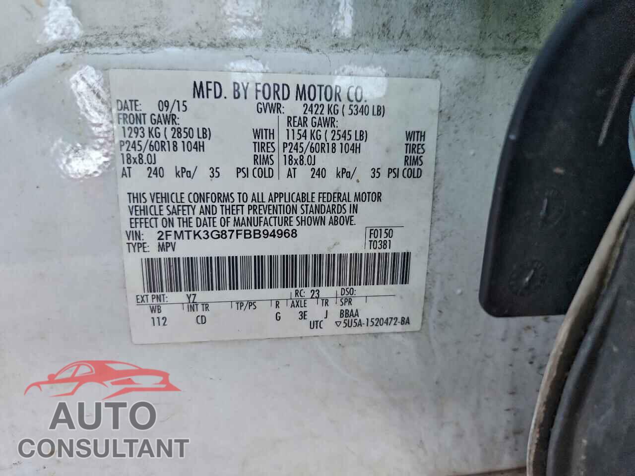 FORD EDGE 2015 - 2FMTK3G87FBB94968
