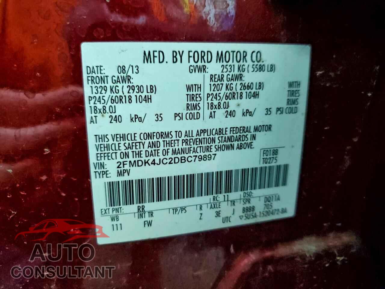 FORD EDGE 2013 - 2FMDK4JC2DBC79897