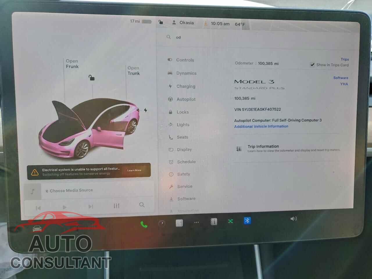 TESLA MODEL 3 2019 - 5YJ3E1EA0KF407522