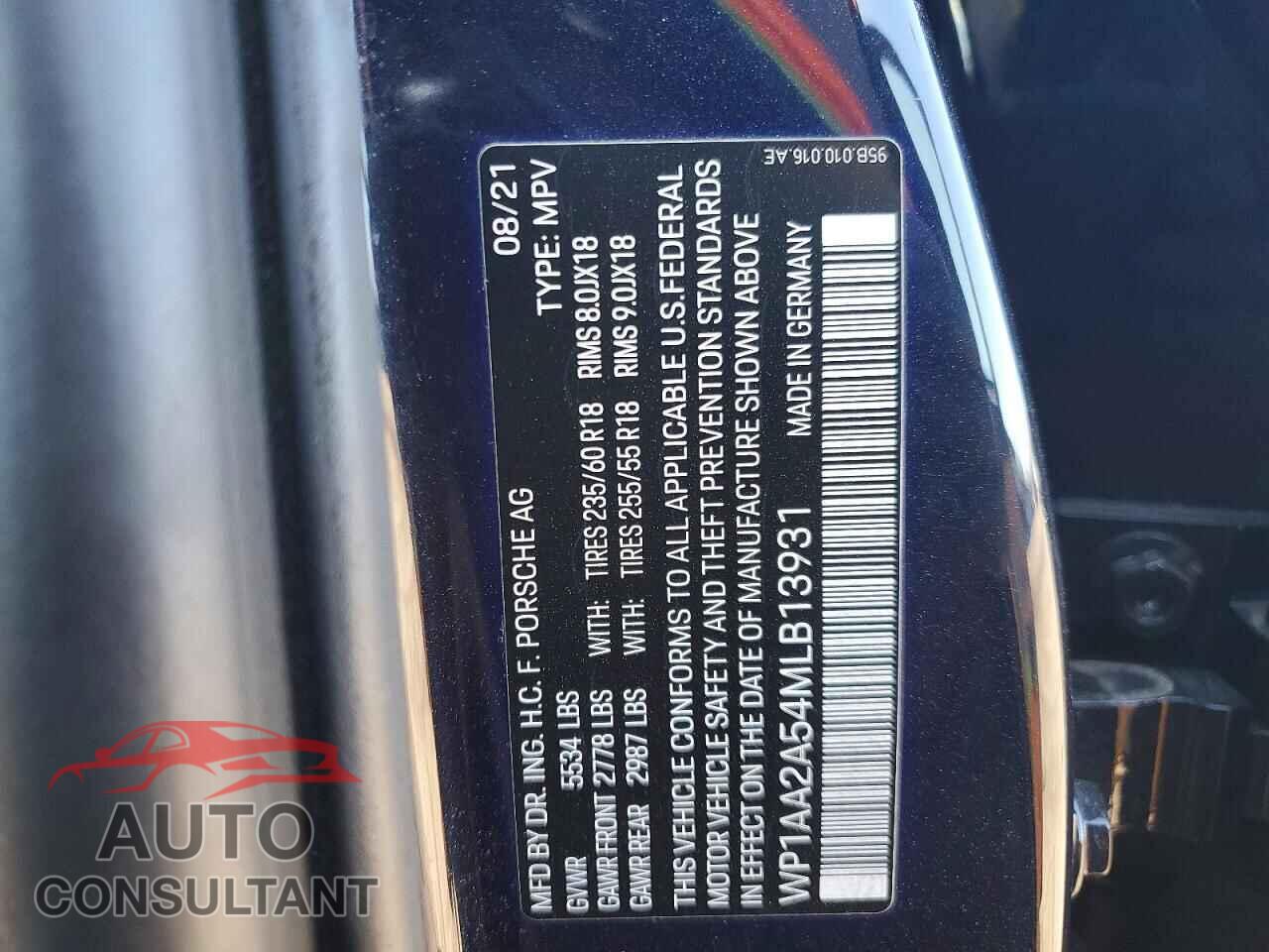 PORSCHE MACAN 2021 - WP1AA2A54MLB13931