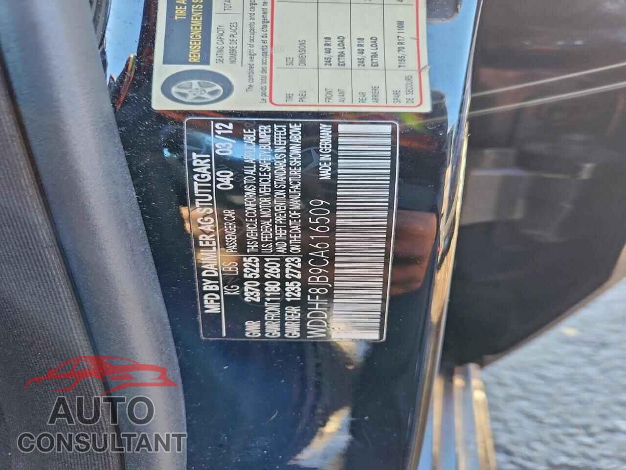 MERCEDES-BENZ E-CLASS 2012 - WDDHF8JB9CA616509