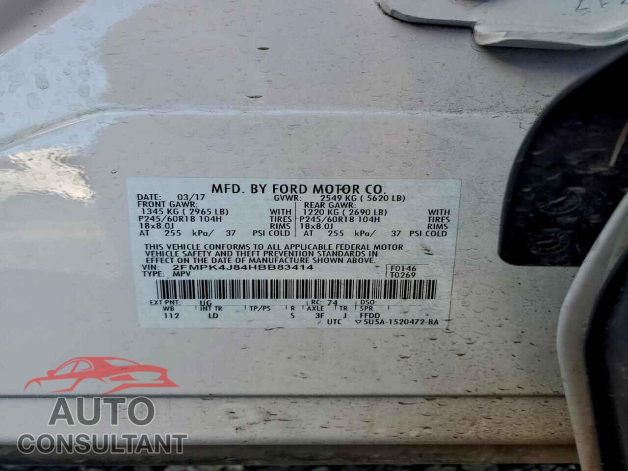 FORD EDGE 2017 - 2FMPK4J84HBB83414