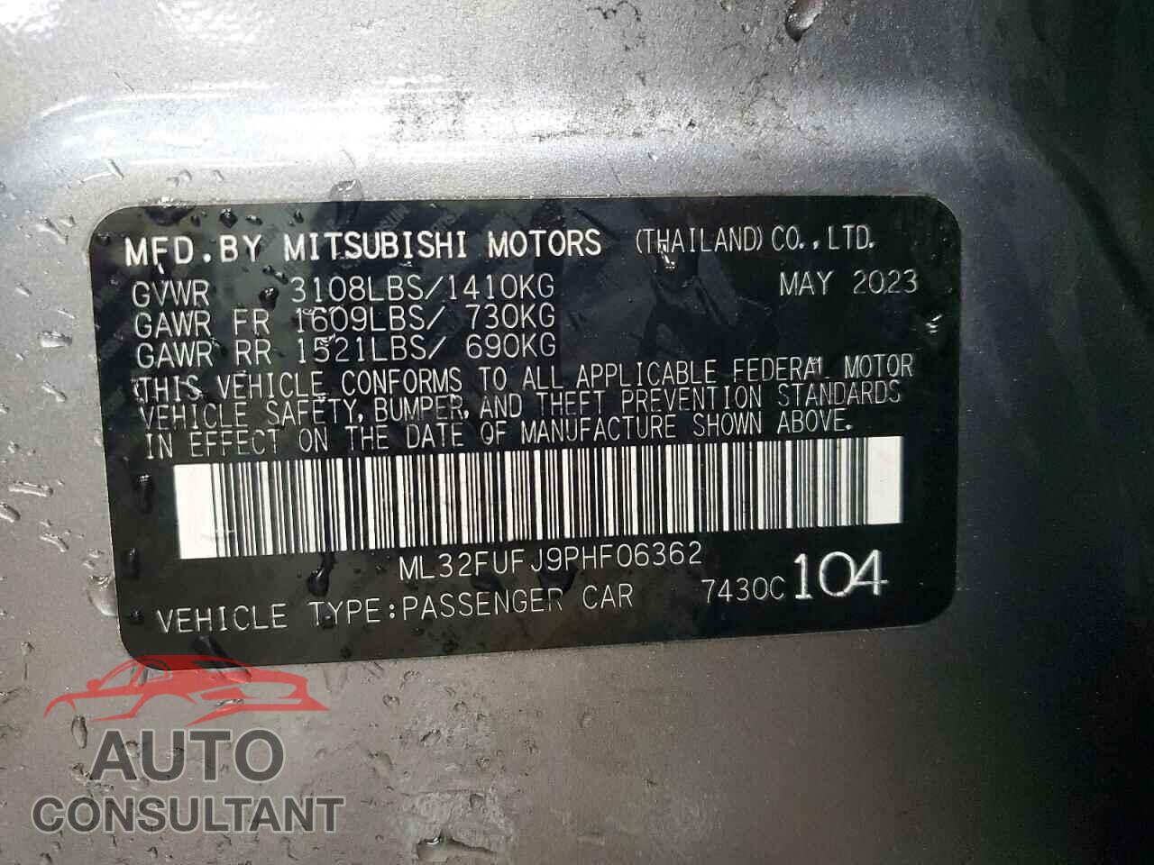 MITSUBISHI MIRAGE 2023 - ML32FUFJ9PHF06362
