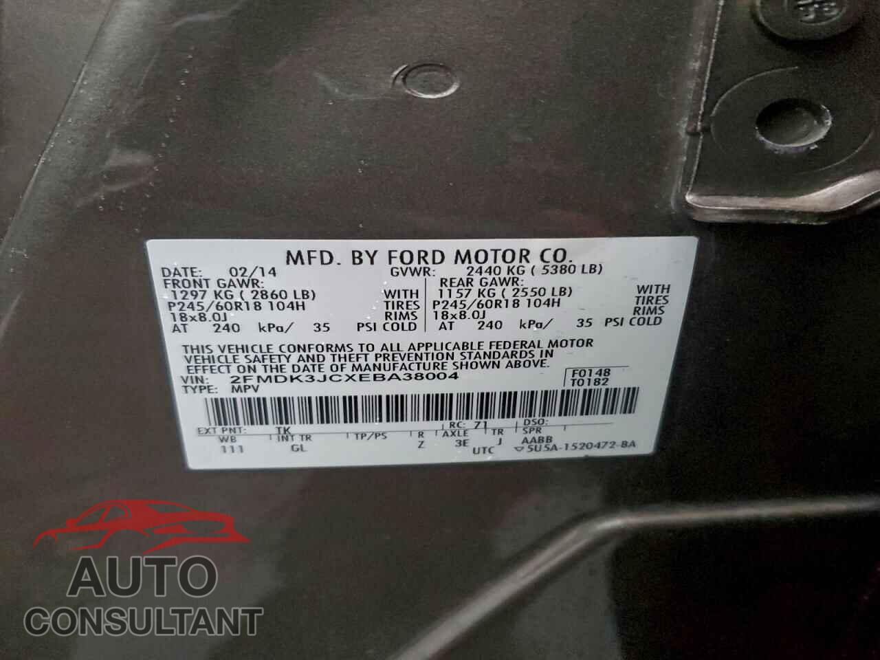 FORD EDGE 2014 - 2FMDK3JCXEBA38004