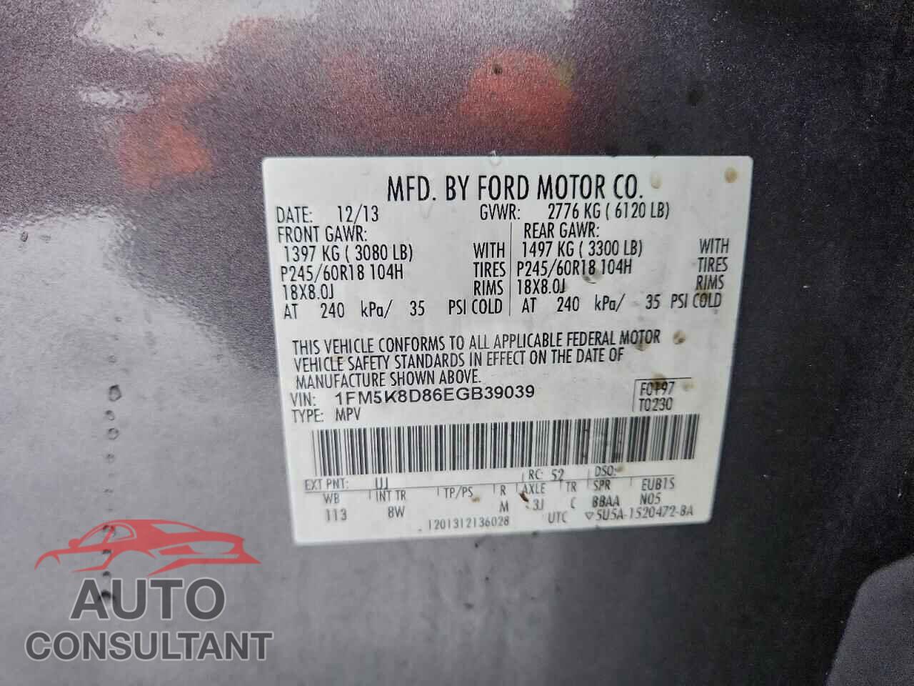 FORD EXPLORER 2014 - 1FM5K8D86EGB39039