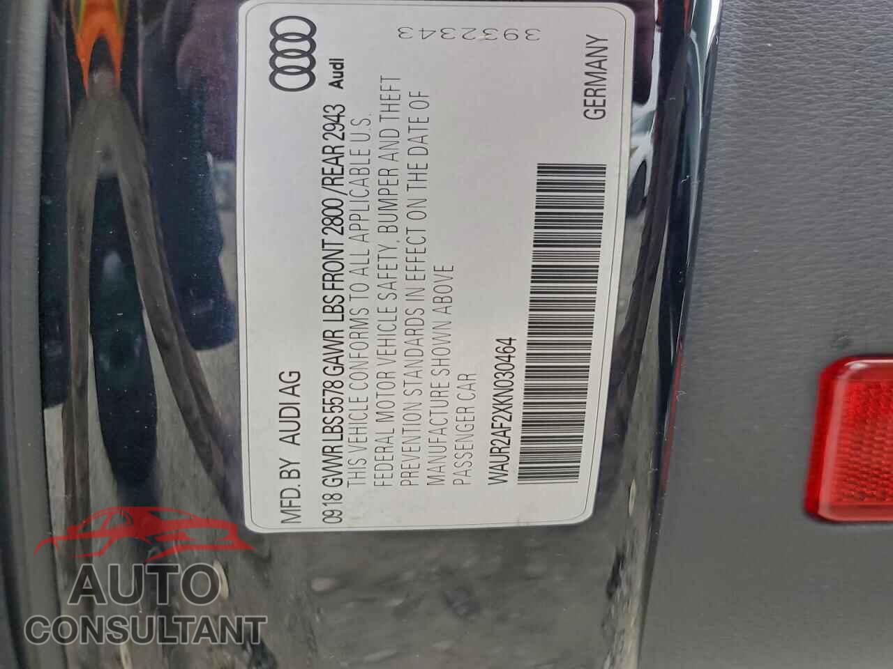 AUDI A7 2019 - WAUR2AF2XKN030464