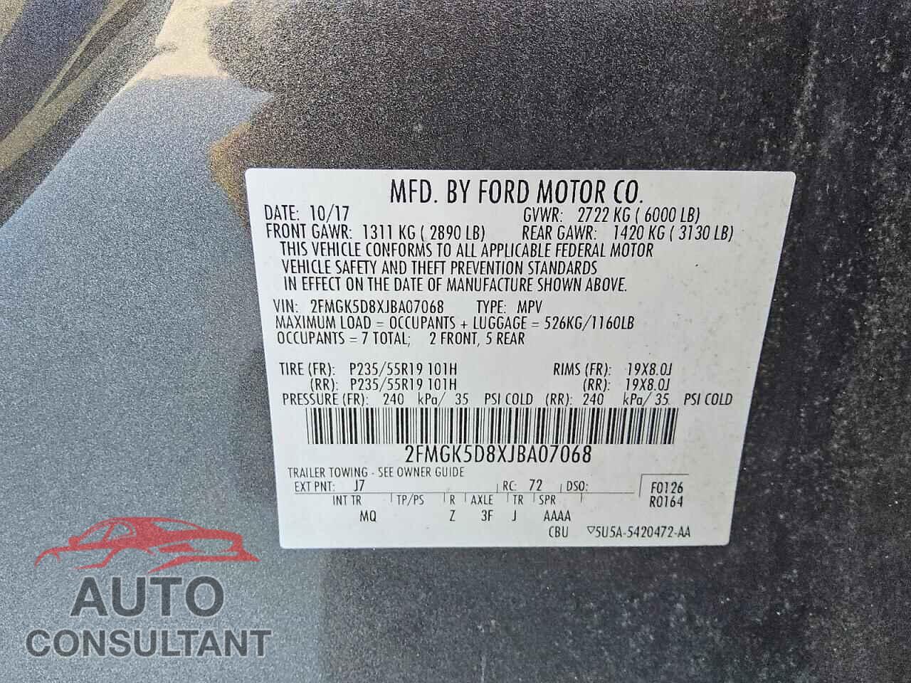 FORD FLEX 2018 - 2FMGK5D8XJBA07068