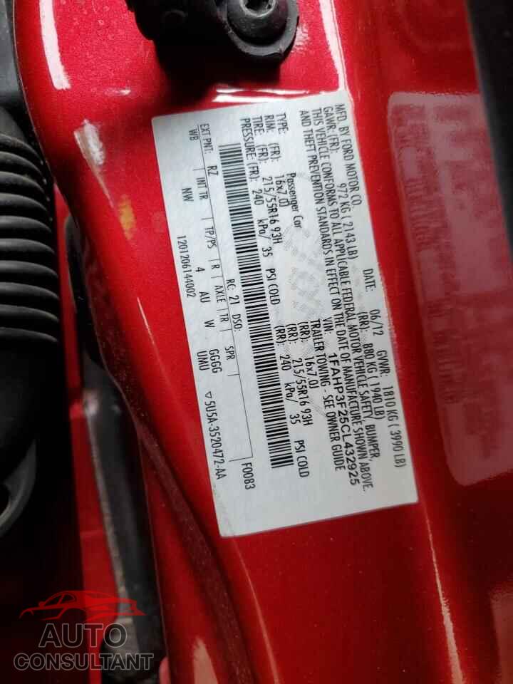 FORD FOCUS 2012 - 1FAHP3F25CL432925