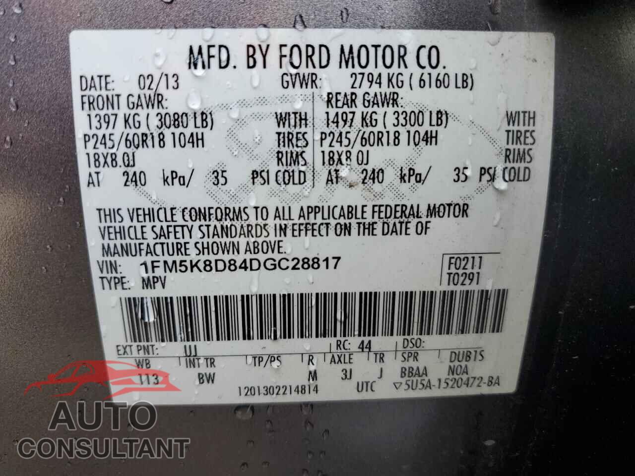 FORD EXPLORER 2013 - 1FM5K8D84DGC28817