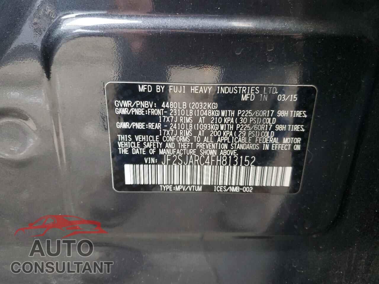 SUBARU FORESTER 2015 - JF2SJARC4FH813152