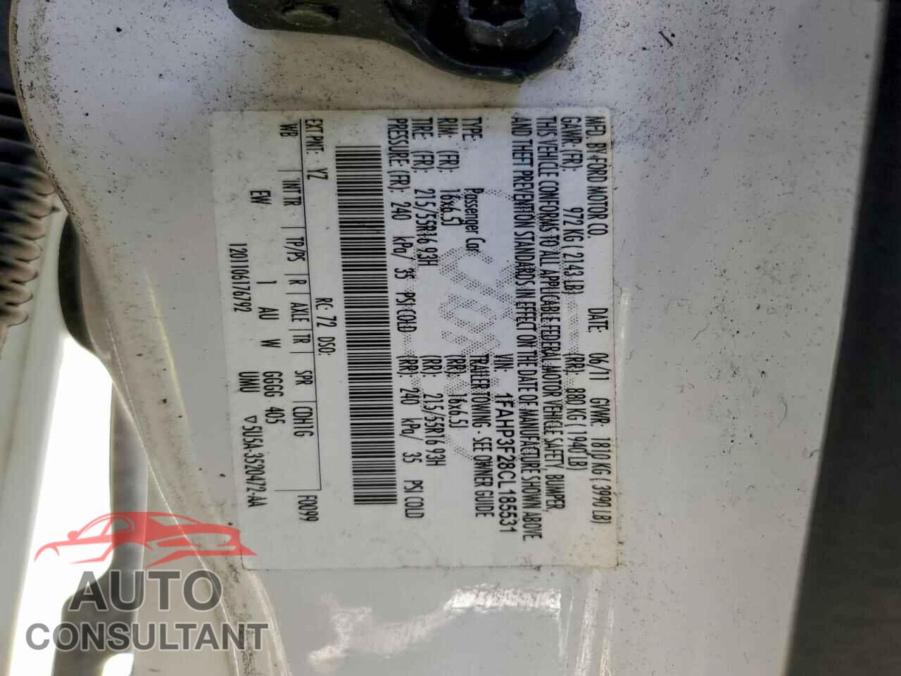FORD FOCUS 2012 - 1FAHP3F28CL185531