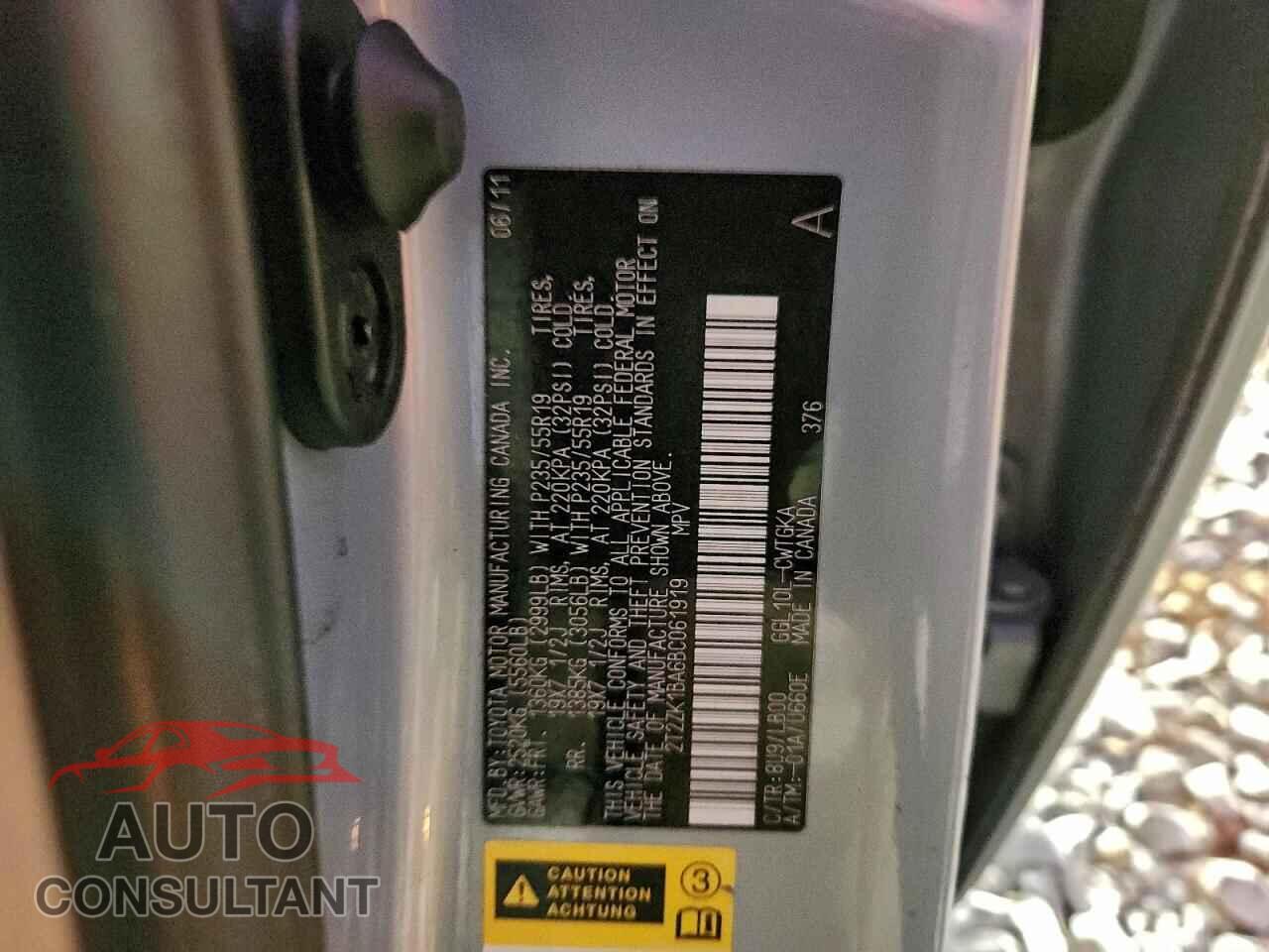 LEXUS RX350 2011 - 2T2ZK1BA6BC061919