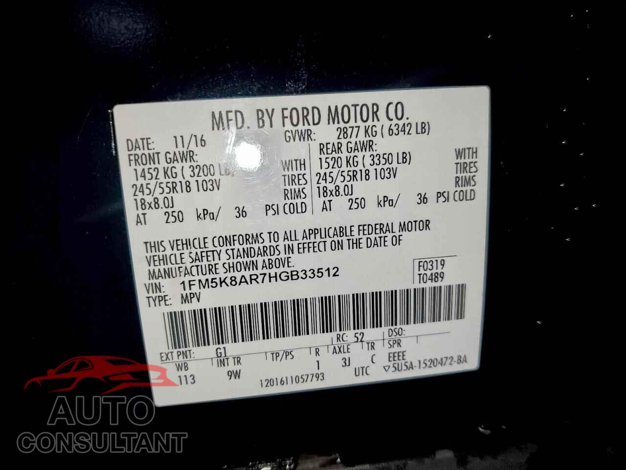 FORD EXPLORER 2017 - 1FM5K8AR7HGB33512