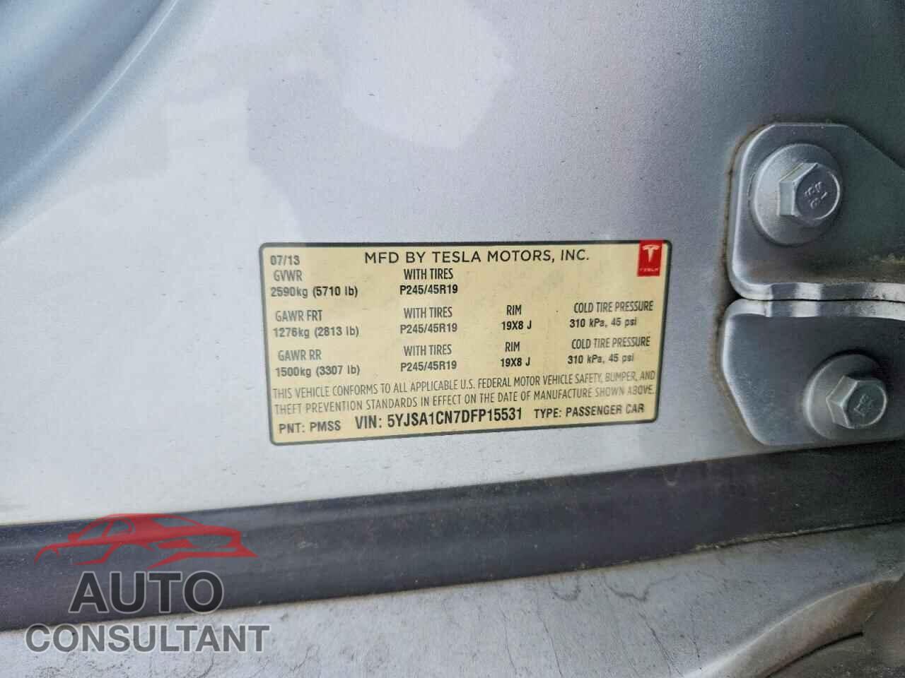 TESLA MODEL S 2013 - 5YJSA1CN7DFP15531