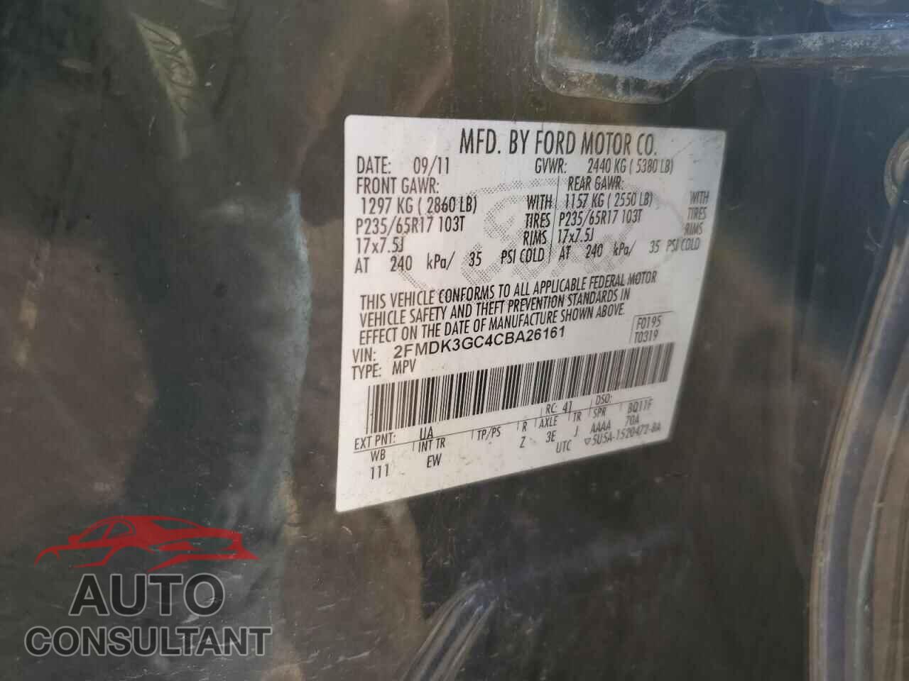 FORD EDGE 2012 - 2FMDK3GC4CBA26161