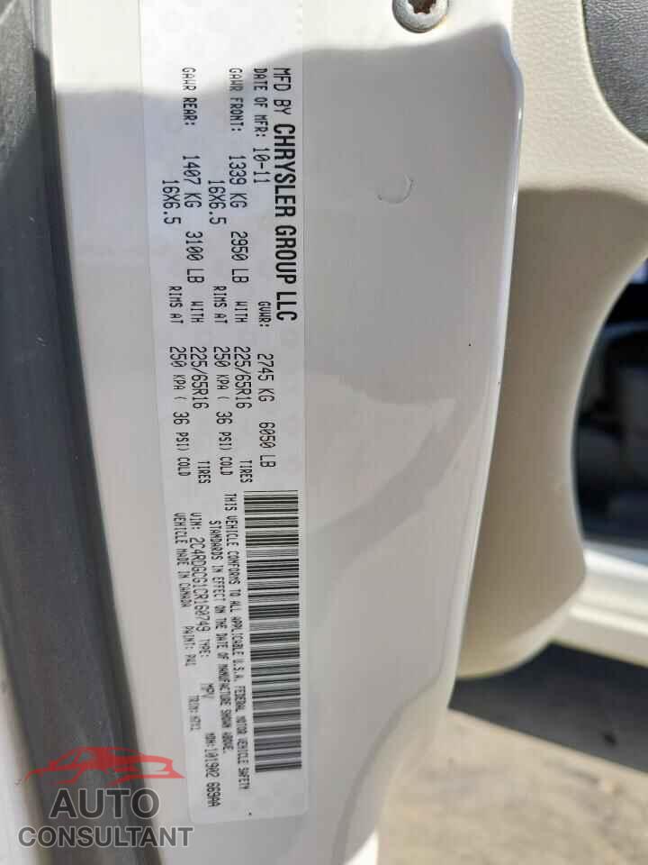DODGE CARAVAN 2012 - 2C4RDGCG1CR160749