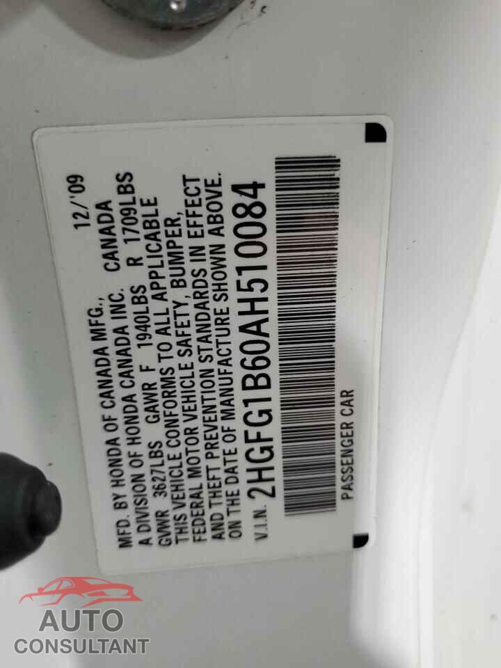 HONDA CIVIC 2010 - 2HGFG1B60AH510084