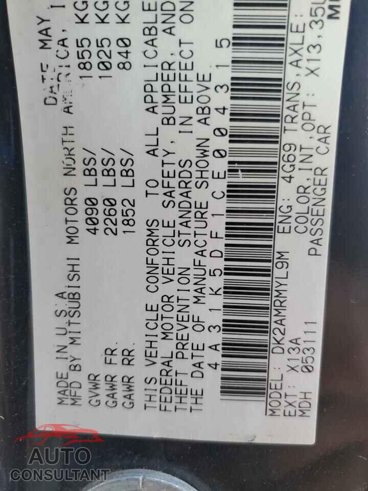 MITSUBISHI ECLIPSE 2012 - 4A31K5DF1CE004315