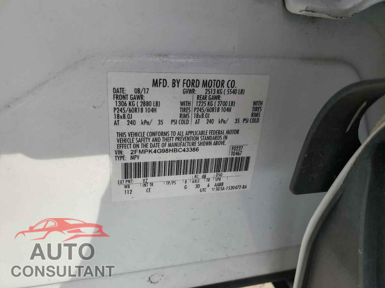FORD EDGE 2017 - 2FMPK4G98HBC43386