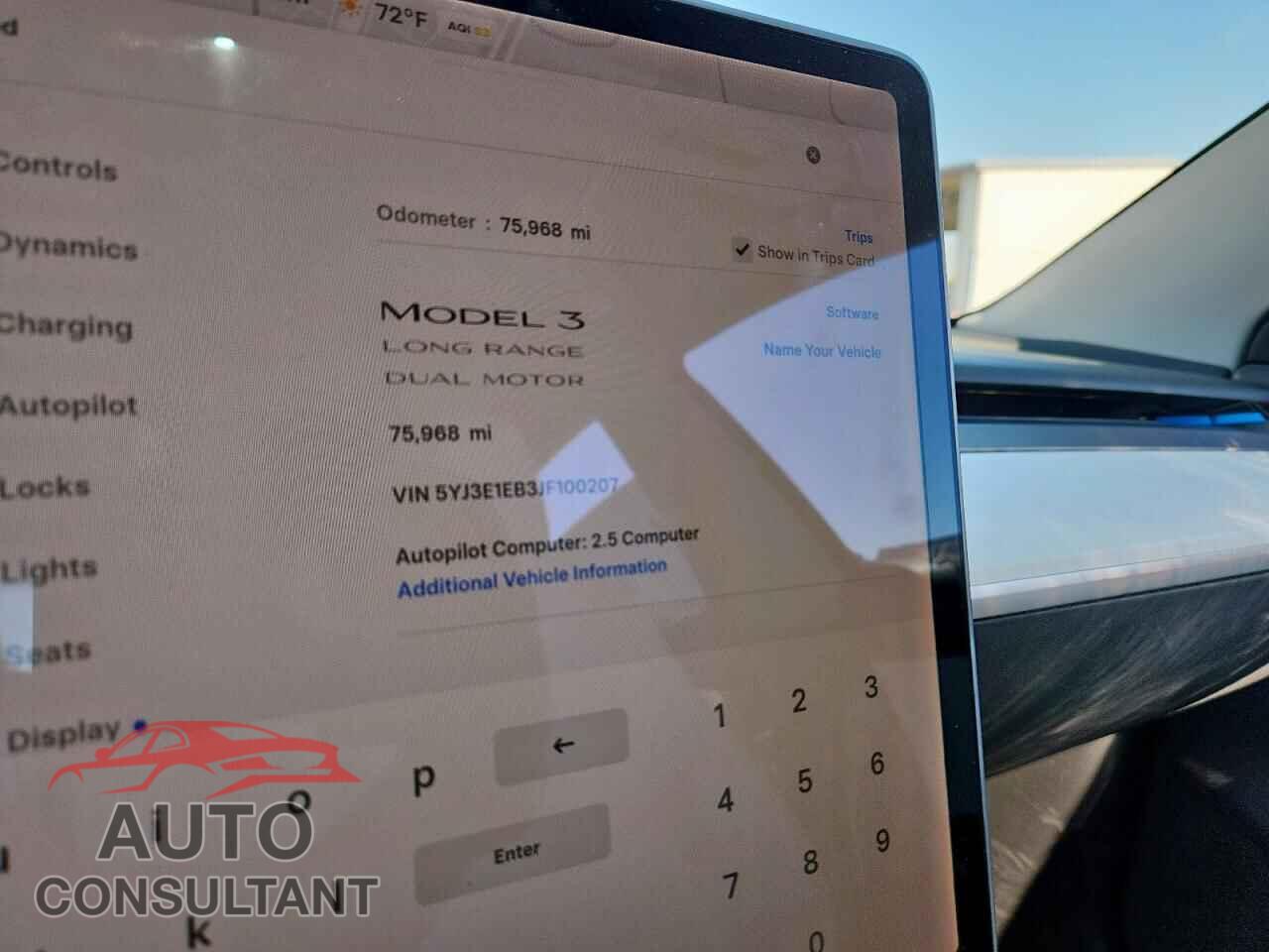 TESLA MODEL 3 2018 - 5YJ3E1EB3JF100207