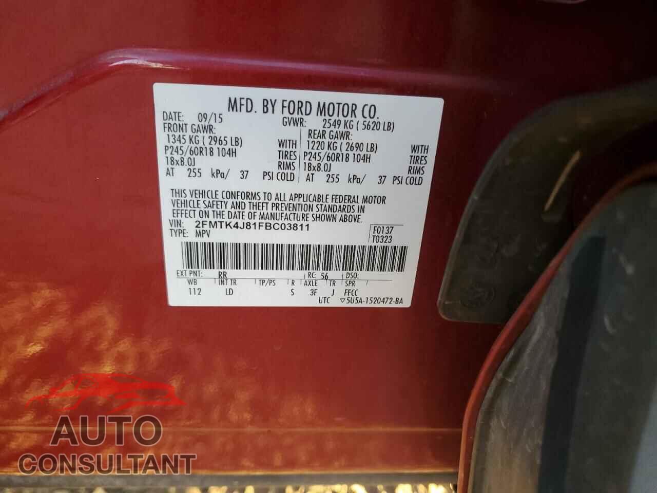 FORD EDGE 2015 - 2FMTK4J81FBC03811