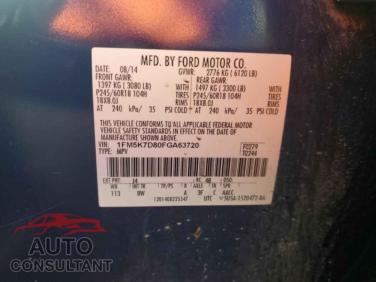 FORD EXPLORER 2015 - 1FM5K7D80FGA63720